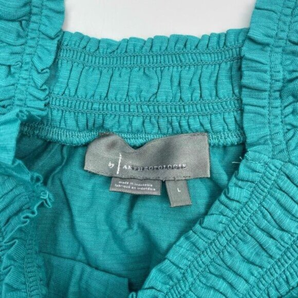 By Anthropologie Lillian Ruched Teal Tank Top Womens Size Large - Picture 5 of 6